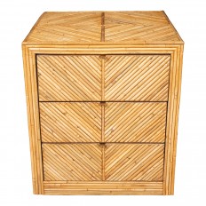 Pair of bamboo three drawer bedside tables